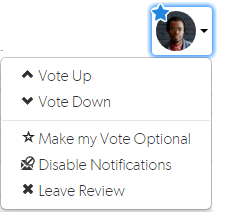 You are a Required Reviewer but You have not Voted, User Avatar Drop-down Menu image